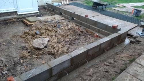 Groundwork for timber frame extension